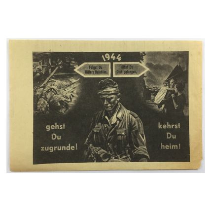 Original WW2 Soviet/Russian Air Drop Propaganda Leaflet. - Code 3088. - 1944.