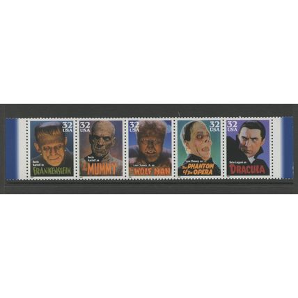 US 3168-3172, 1997 Movie Monsters, Strip of 5, VF, MNH, NISCO (US279)