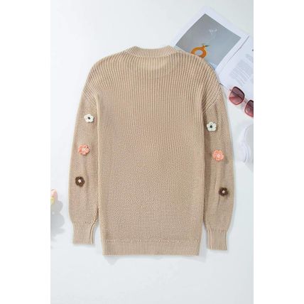 Parchment Hello Floral Embroidered Knit Loose Sweater