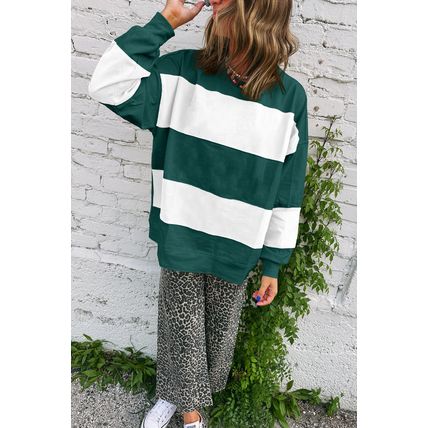 Evergreen Colorblock Drop Shoulder Baggy Sweatshirt