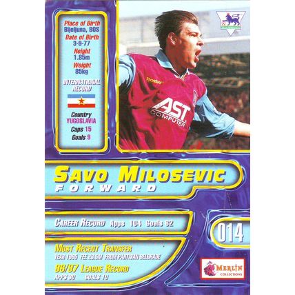 Merlin Premier Gold English Premier League 1997/98 Savo Milosevic