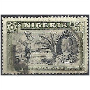 Nigeria 1936 SG43 5/- Black & Olive-Green Fine Used ..