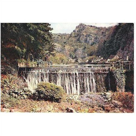 Cheddar Lake & Waterfall, Reservoir, Somerset - Dixon postcard c.1960s