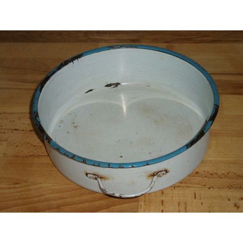 Shabby Chic Light Blue Old Enamel Pan