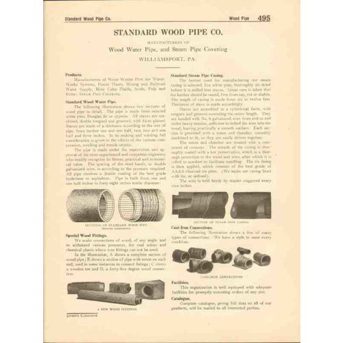 standard wood pipe company 1916 steam pipe casing vintage catalog
