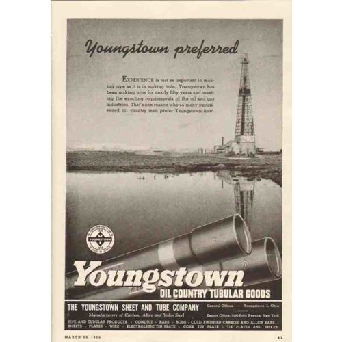 youngstown sheet tube company 1950 prefered experience oil vintage ad