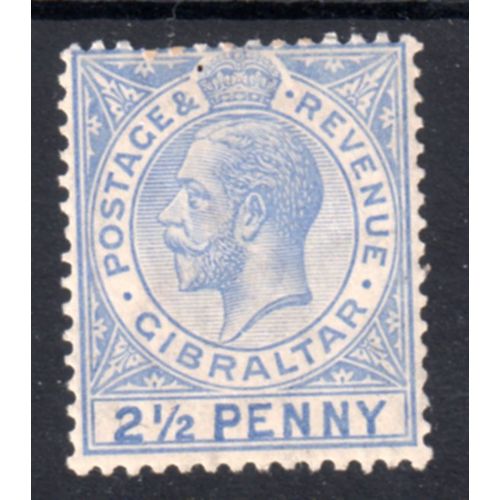 GIBRALTAR Sg94 1921 21/2d Brt Blue M/M (G147)