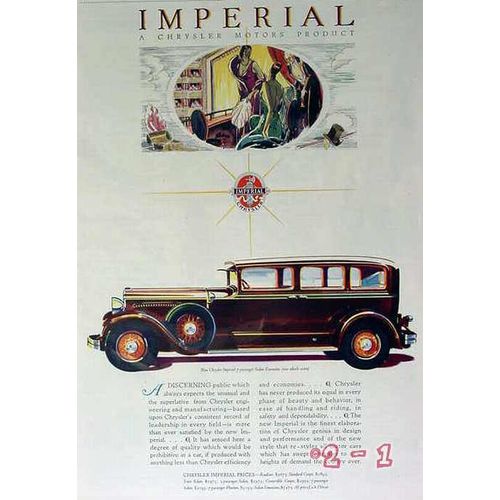 CHRYSLER IMPERIAL 1929 Sedan Limousine automobile car vintage ad