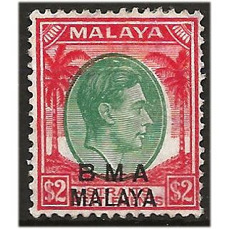 BMA Malaya 1945 SG16 $2 Green & Scarlet Mounted Mint .. ..