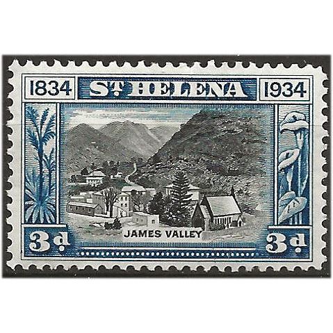 St Helena 1934 SG118 3d Black & Blue Mounted Mint . ..