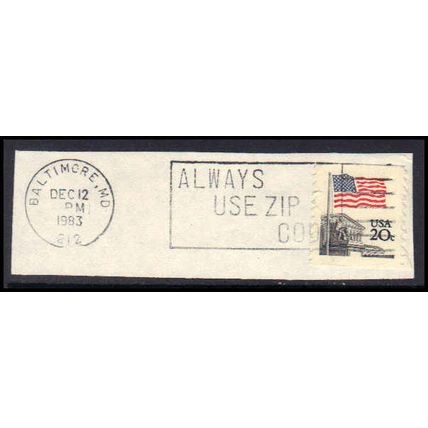 Used 1895 20c U.S. Flag Baltimore, ME. E0501