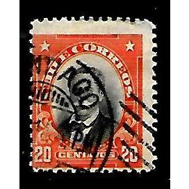 CHILE 1911 20c BLACK AND ORANGE BULNES SG 142 FINE USED#2