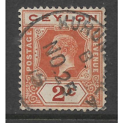 CEYLON 1927 2c BROWN AND ORANGE SG 344 FINE USED
