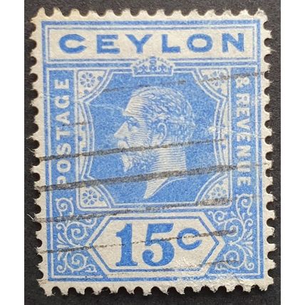 Ceylon: 1912-25 15c deep bright blue SG311 used