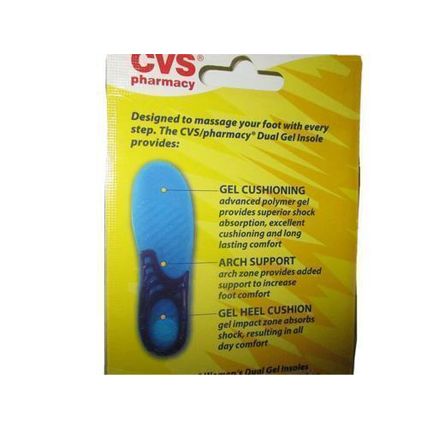Women's Dual Gel Insoles Fits Sizes 5-10 1 Pair