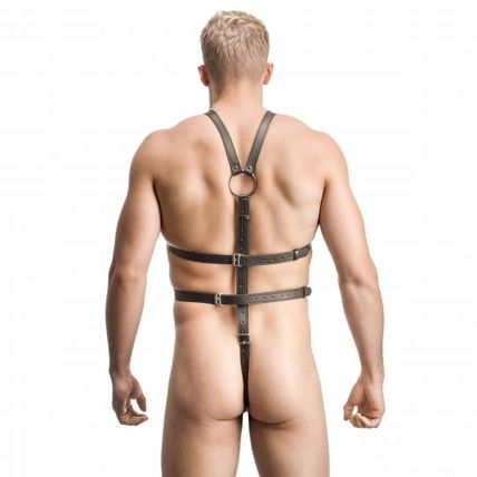 Male Full Body Harness Strict Faux Leather Bondage BDS&M Penis Ring BDSM S&M NEW