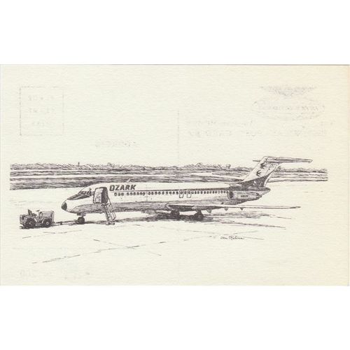 Artist Drawn Ozark Air Lines Douglas DC9 Aircraft Postcard (A15981) See Conditio