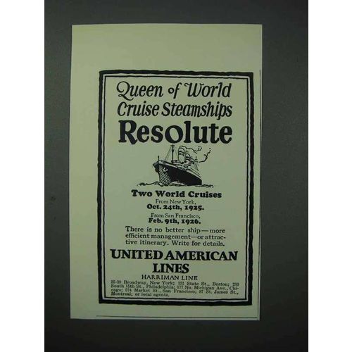1925 United American Lines Cruise Ad - Resolute