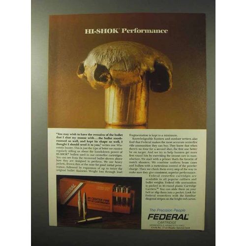 1978 Federal Cartridge Ad - Hi-Shok Performance