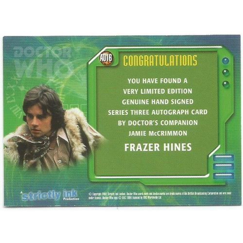 Dr Doctor Who Series 3 Auto Card AU16 Frazer Hines as Jamie McCrimmon