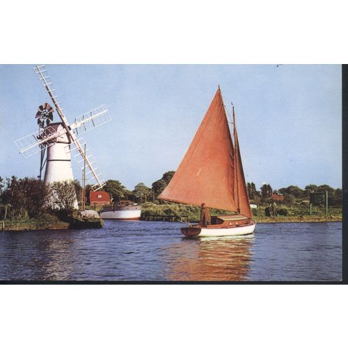 Vintage PC 1965 - The River Thurne by Thurne Mill, Norfolk Broads