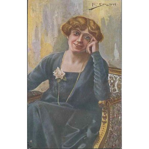 Glamour Lady ART Nouveau Spotti Signed Artist c.1920 MINT Dina Galli Italy #2