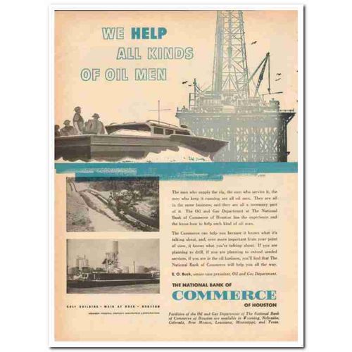 NATIONAL BANK OF COMMERCE 1959 Houston TX help all oil men vintage ad