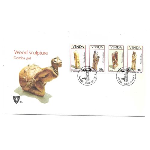 SthAfrica.Venda.Wood Sculptures set of 4.First Day Cover.Mar20