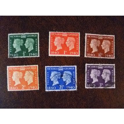 1940 GB KGVI Centenary of First Postage stamps set fine used stamps SG479-84