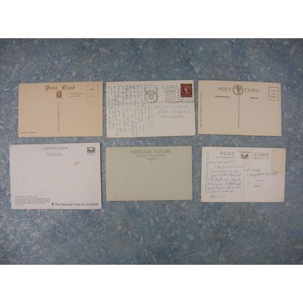 6 old Scottish (Scotland) Postcards – Crathes, Edinburgh, Loch Lomond etc.