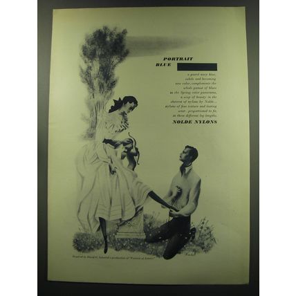 1949 Nolde Nylons Ad - Portrait Blue