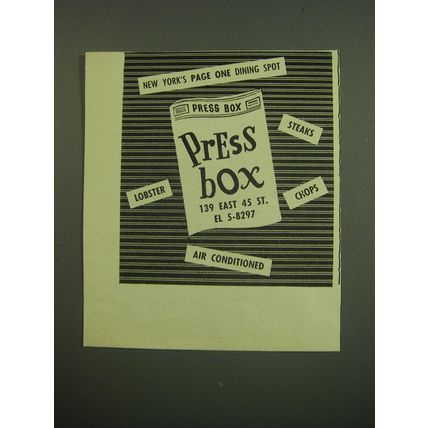 1949 Press Box Restaurant Ad