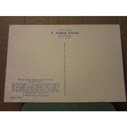 HIDCOTE MANOR GARDENS, unused vintage postcard by J. Arthur Dixon Glos. 6790 #