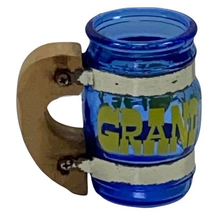 Grand Ole Opry Shot Glass Toothpick Holder Wooden Handle Blue Used