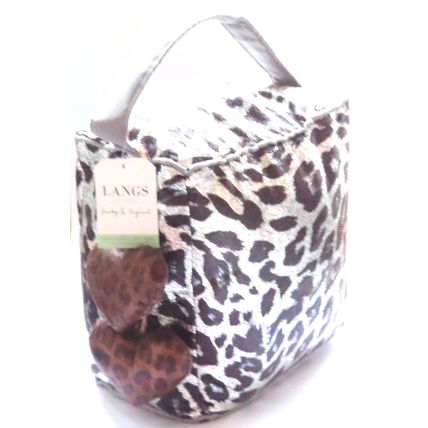 Black & Silver Animal Print Doorstop with Fabric Handle & Heart Charms 31 CM