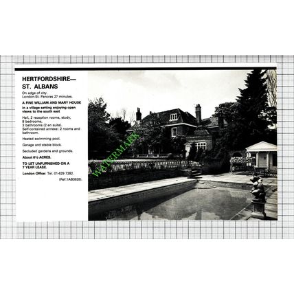 St Albans Hertfordshire House Sale Advert - 1980 Cutting