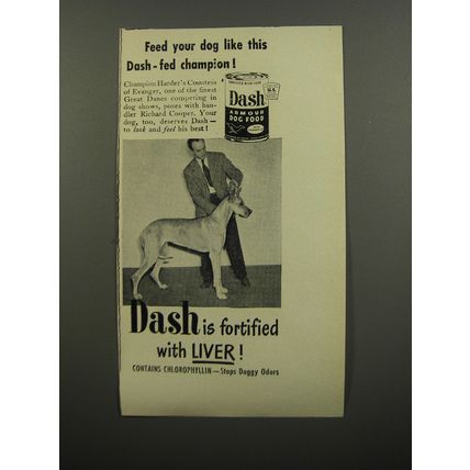 1953 Armour Dash Dog Food Ad - Great Dane Harder's Countess of Evanger