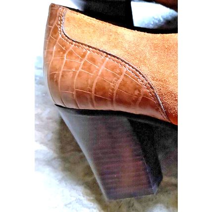 Women's Sandler of Boston Brown Shoes 10M Croc Leather & Suede 3" Heel Shootie