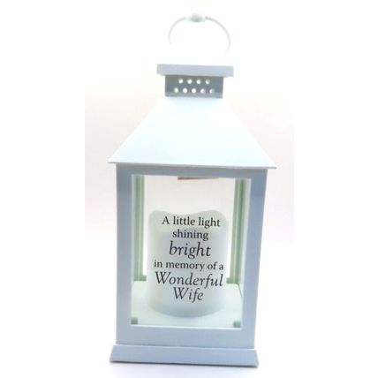 Wonderful Wife White Memorial Lantern 27 CM Plastic Sentimental Verse LED Grief