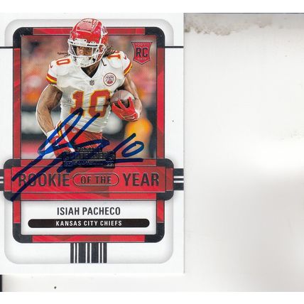 ISIAH PACHECO ROOKEI OF THE YEAR 2022 AUTOGRAPHED KANSAS CITY CHIEFS RUNNINGBACK