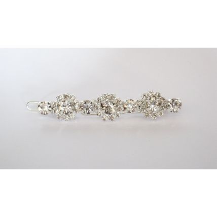 Silver metal slim round crystal hair pin clip barrette for fine thin hair