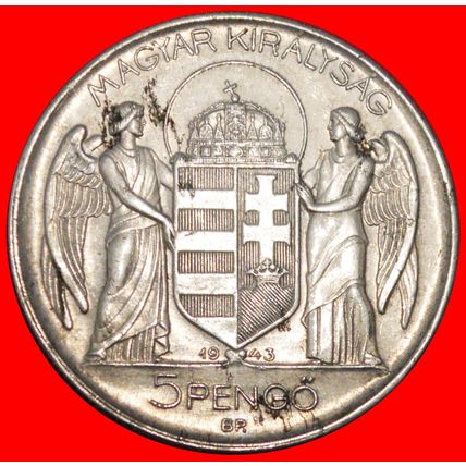 CROWN: HUNGARY★5 PENGO 1868-1943! MIKLOS HORTHY (1920-1944)★LOW START★NO RESERVE
