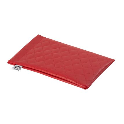 Faux Leather Snap Top Glasses Sunglasses Case Holder Pouch (Red)
