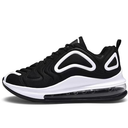 Casual Air Cushion Black Shoes Men Outdoor Breathable Lace-up Sneakers Running