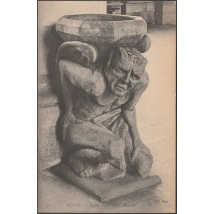 Bénitier, Église Saint-Malo, Dinan, c.1905-10 - Neurdein CPA ND71