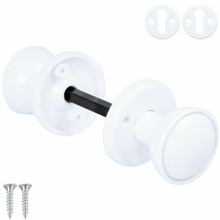EASY FIT WHITE MORTICE DOOR KNOB SET Round Handle Kit Wardrobe Cupboard Internal