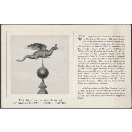 Dragon on the Spire of St Mary-le-Bow, Cheapside, London, c.1905-10 - Postcard