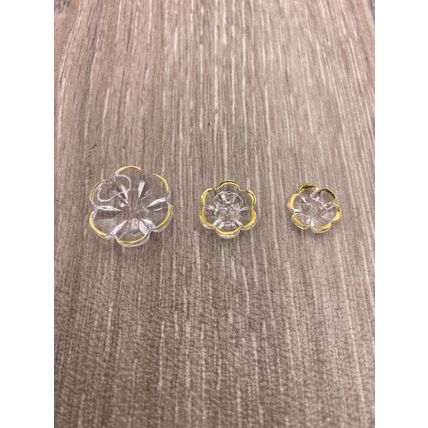 Clear Flower Gold Rim 2 Hole Buttons Knitting Cardigans Sewing 13mm 15mm 20mm