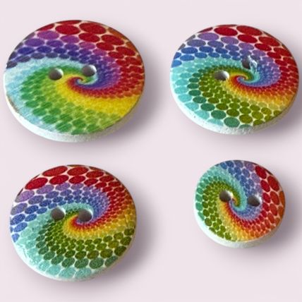 Rainbow LGBT Swirl Buttons 15mm To 25mm Knitting Sewing Scrapbooking 2 Hole