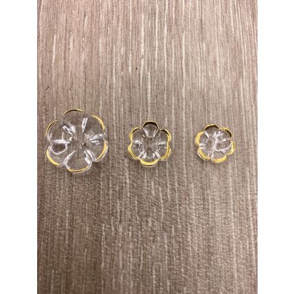 Clear Flower Gold Rim 2 Hole Buttons Knitting Cardigans Sewing 13mm 15mm 20mm